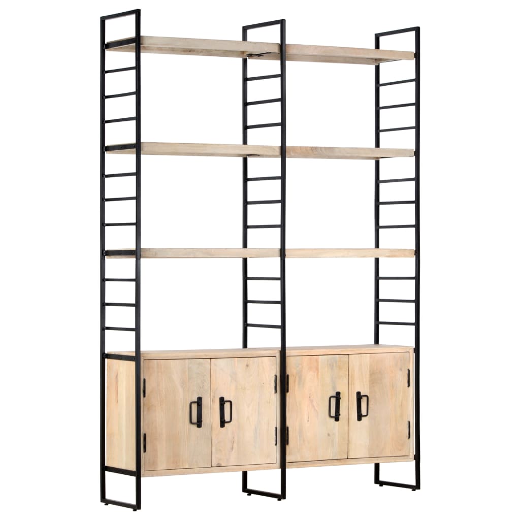 Boekenkast met 4 schappen 124x30x180 cm massief mangohout - Griffin Retail