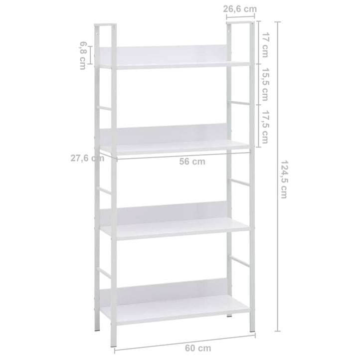 Boekenkast met 4 schappen 60x27,6x124,5 cm spaanplaat wit - Griffin Retail