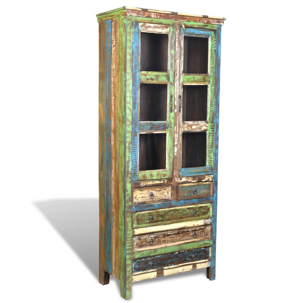 Boekenkast met 5 lades en 2 deuren gerecycled hout meerkleurig - Griffin Retail