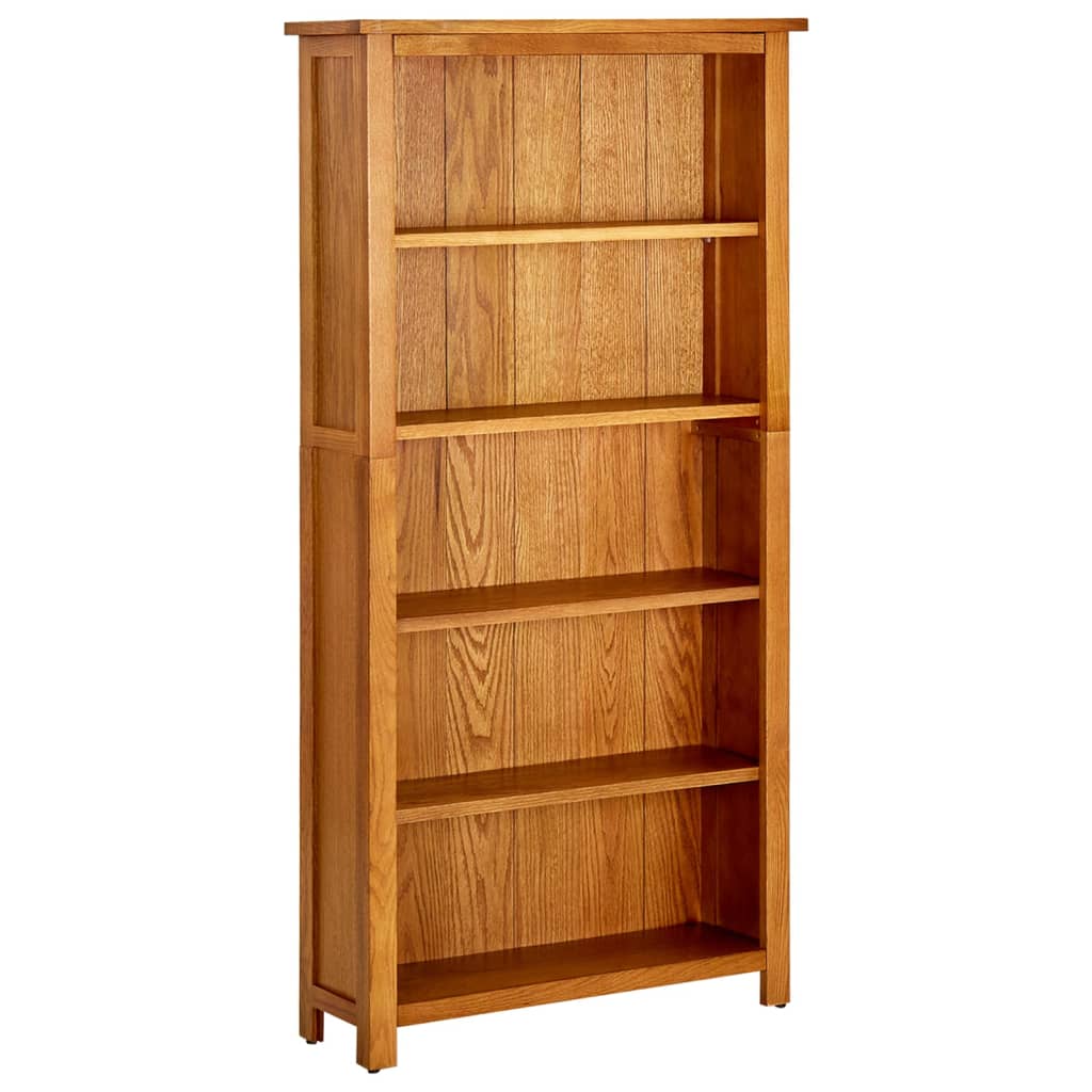 Boekenkast met 5 schappen 70x22x140 cm massief eikenhout - Griffin Retail