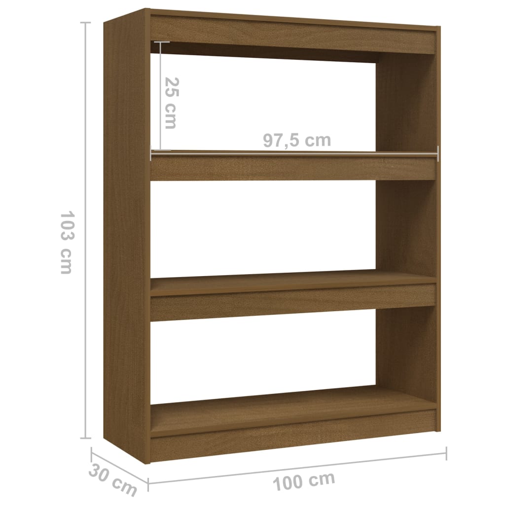 Boekenkast/kamerscherm 100x30x103 cm grenenhout honingbruin - Griffin Retail