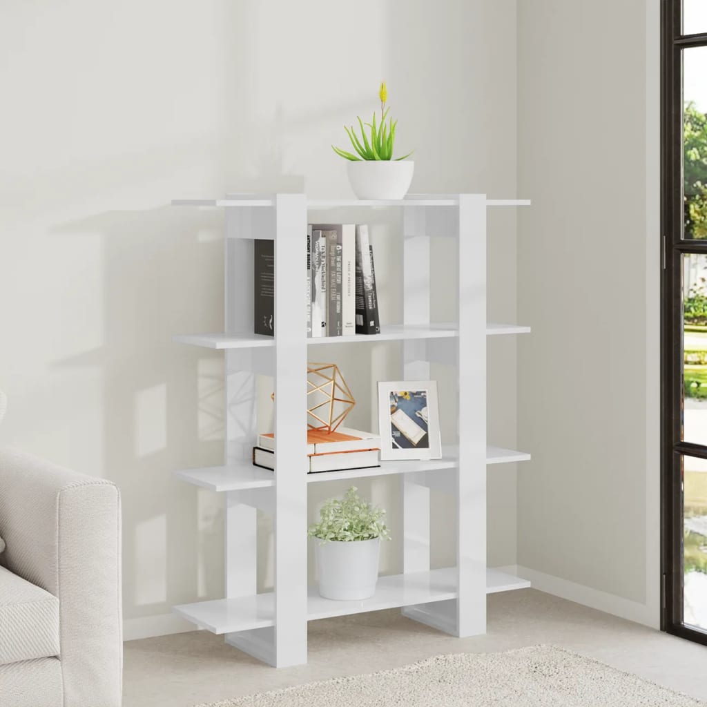 Boekenkast/kamerscherm 100x30x123,5 cm hoogglans wit - Griffin Retail