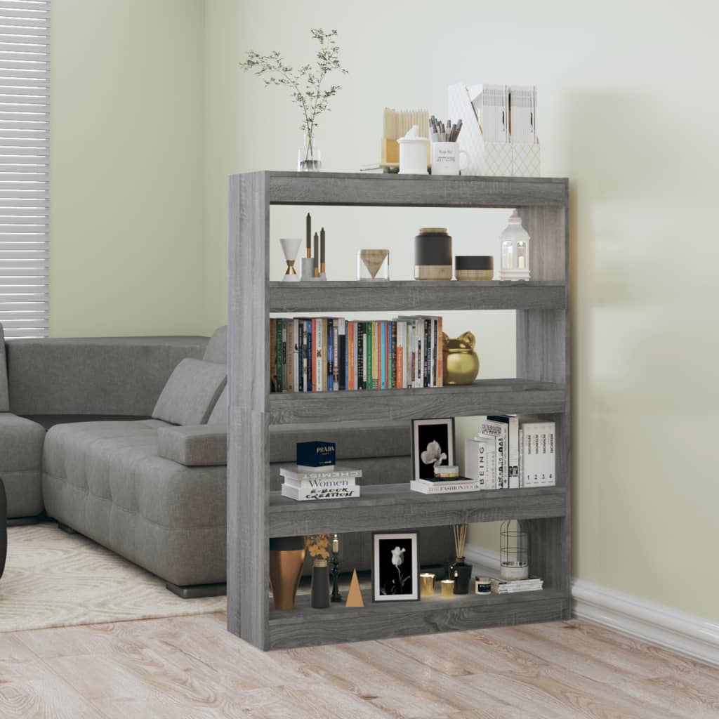 Boekenkast/kamerscherm 100x30x135 cm grijs sonoma eikenkleurig - Griffin Retail