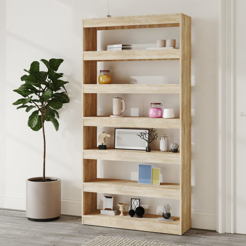 Boekenkast/kamerscherm 100x30x198 cm bewerkt hout sonoma eiken - Griffin Retail