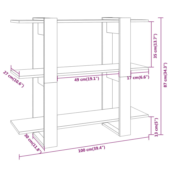 Boekenkast/kamerscherm 100x30x87 cm betongrijs - Griffin Retail