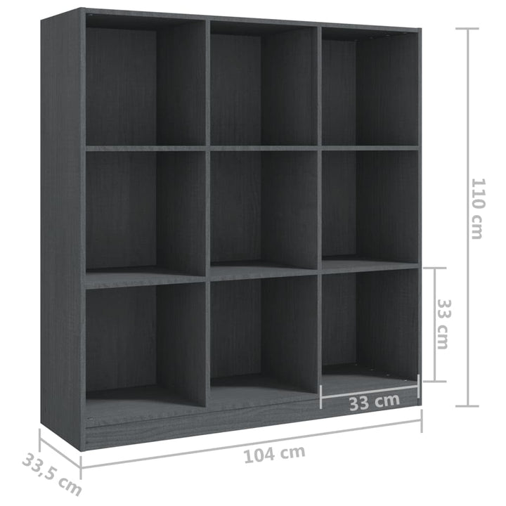 Boekenkast/kamerscherm 104x33,5x110 cm massief grenenhout grijs - Griffin Retail