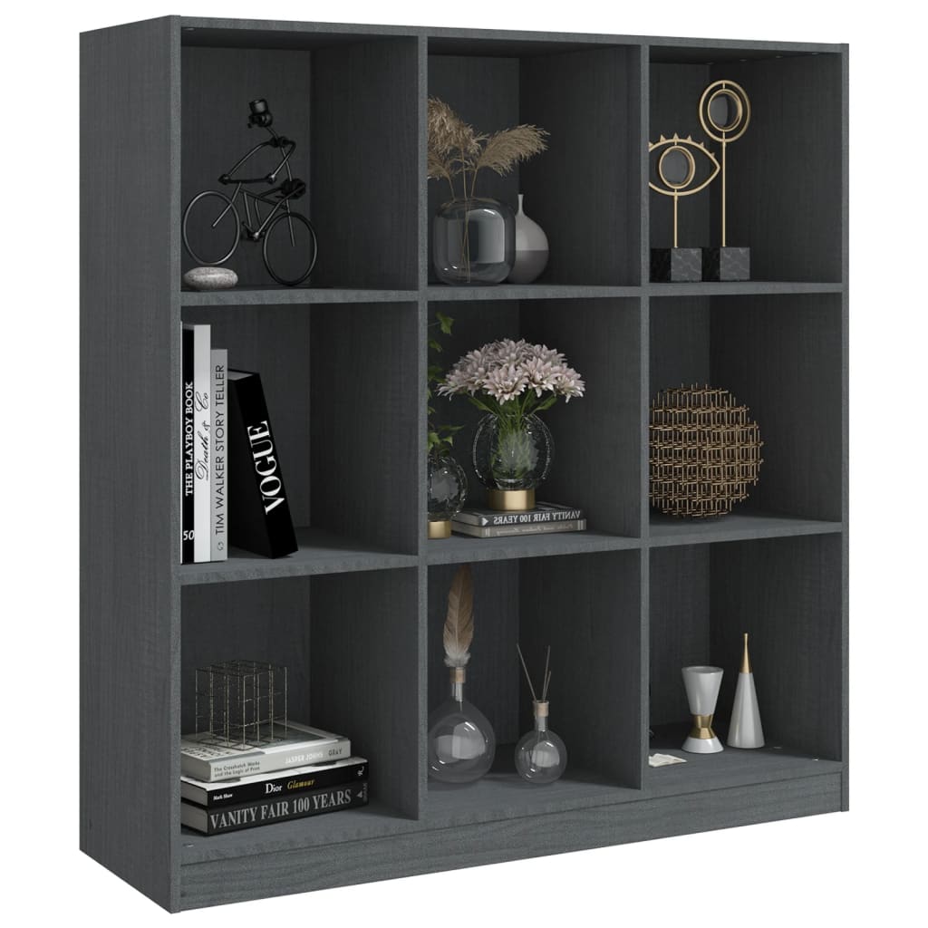 Boekenkast/kamerscherm 104x33,5x110 cm massief grenenhout grijs - Griffin Retail