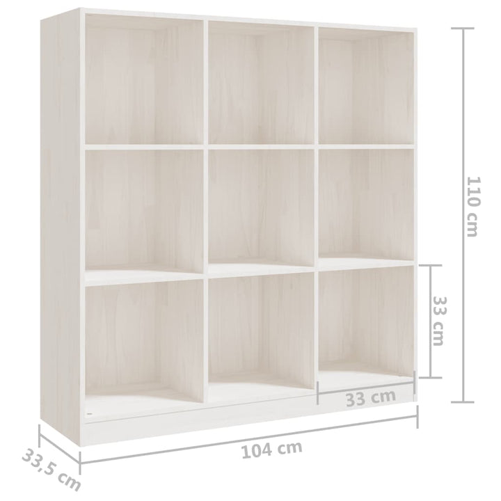 Boekenkast/kamerscherm 104x33,5x110 cm massief grenenhout wit - Griffin Retail