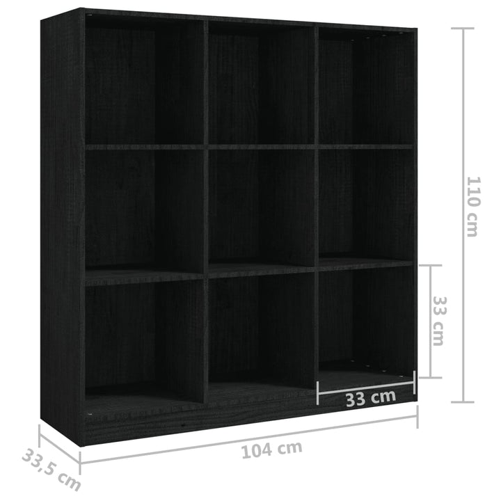 Boekenkast/kamerscherm 104x33,5x110 cm massief grenenhout zwart - Griffin Retail