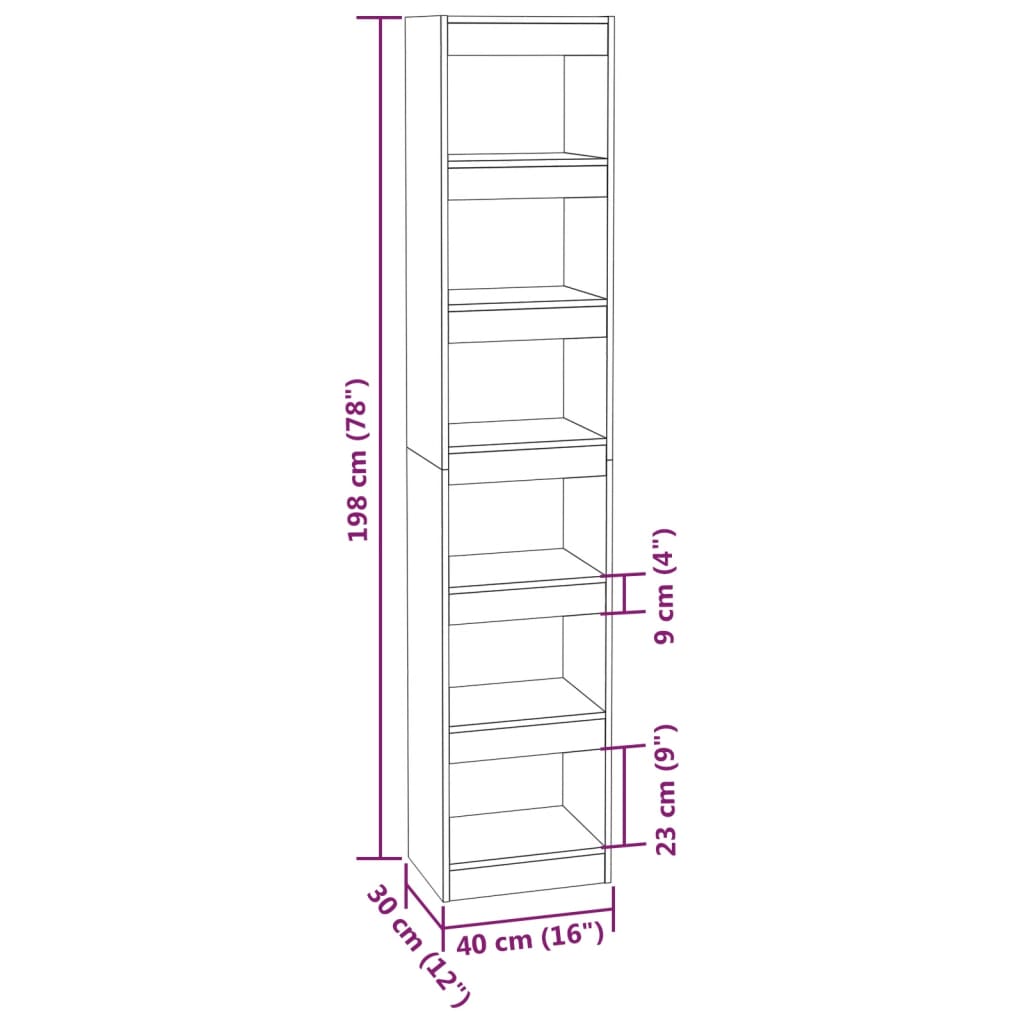 Boekenkast/kamerscherm 40x30x198 cm betongrijs - Griffin Retail