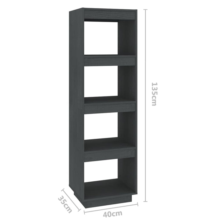 Boekenkast/kamerscherm 40x35x135 cm massief grenenhout grijs - Griffin Retail