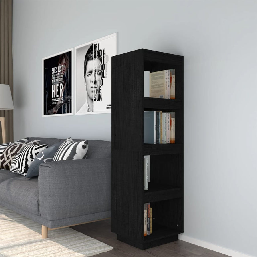 Boekenkast/kamerscherm 40x35x135 cm massief grenenhout zwart - Griffin Retail