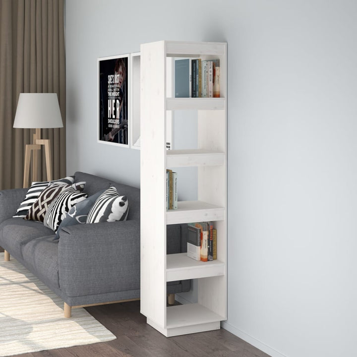 Boekenkast/kamerscherm 40x35x167 cm massief grenenhout wit - Griffin Retail