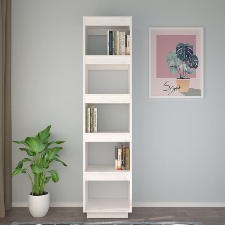 Boekenkast/kamerscherm 40x35x167 cm massief grenenhout wit - Griffin Retail