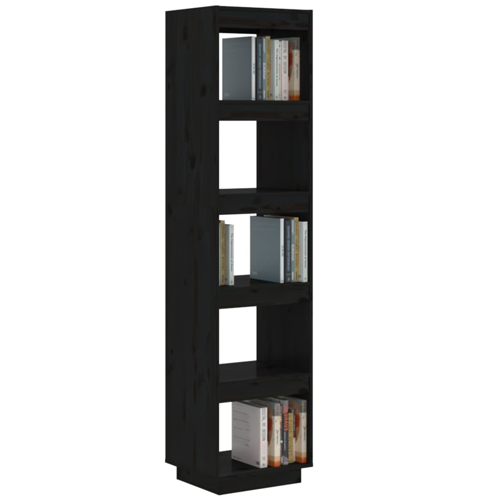 Boekenkast/kamerscherm 40x35x167 cm massief grenenhout zwart - Griffin Retail