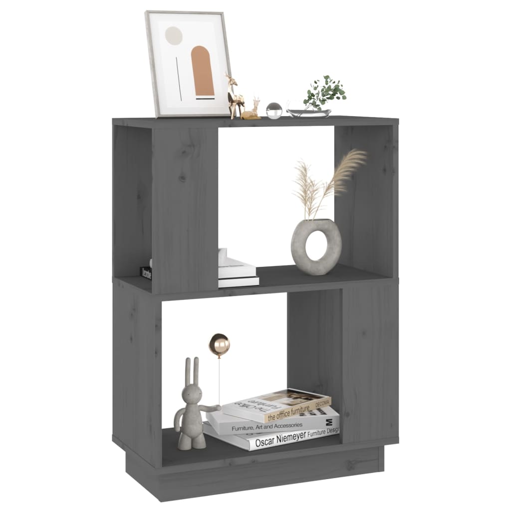 Boekenkast/kamerscherm 51x25x70 cm massief grenenhout grijs - Griffin Retail