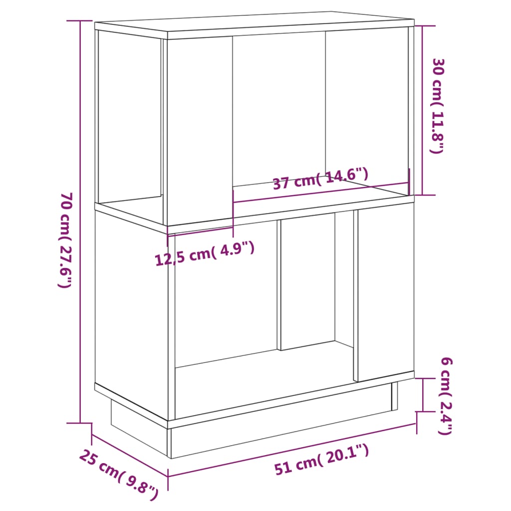 Boekenkast/kamerscherm 51x25x70 cm massief grenenhout zwart - Griffin Retail