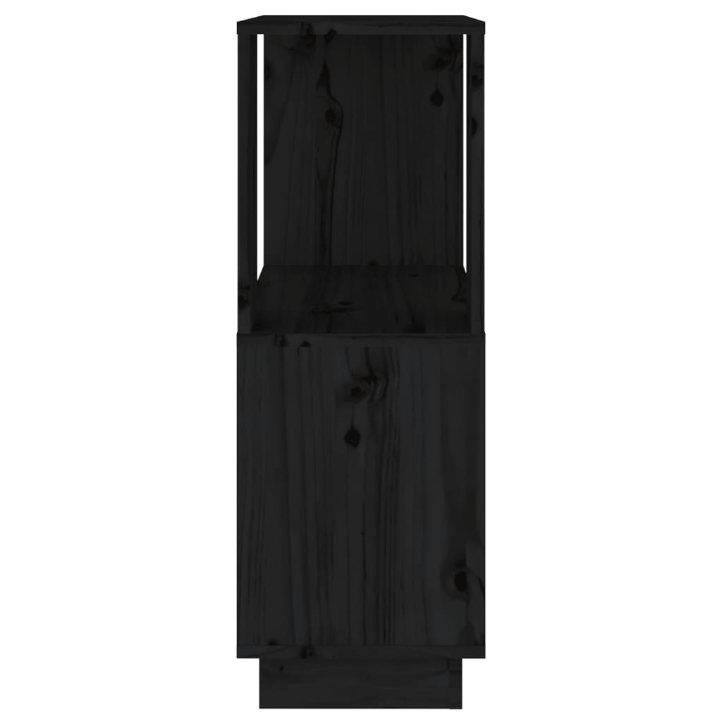 Boekenkast/kamerscherm 51x25x70 cm massief grenenhout zwart - Griffin Retail