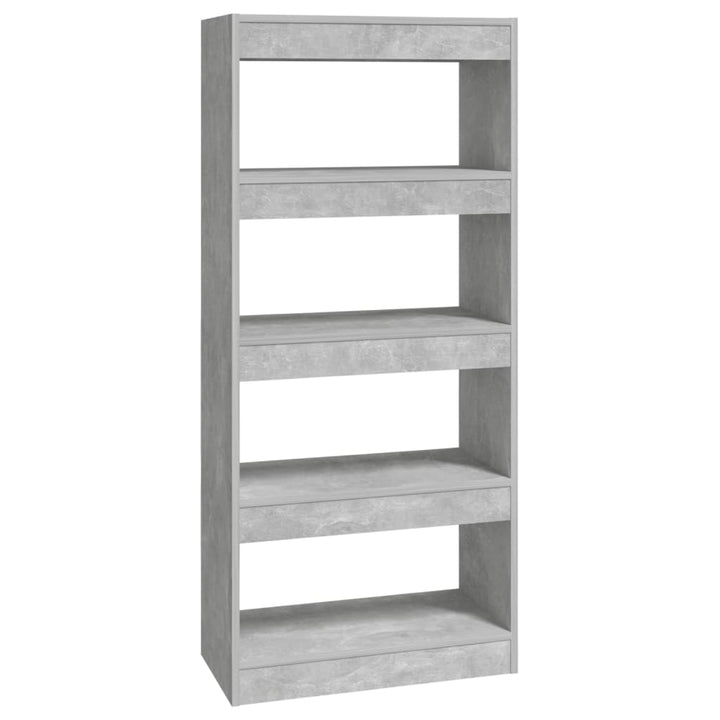 Boekenkast/kamerscherm 60x30x135 cm bewerkt hout betongrijs - Griffin Retail