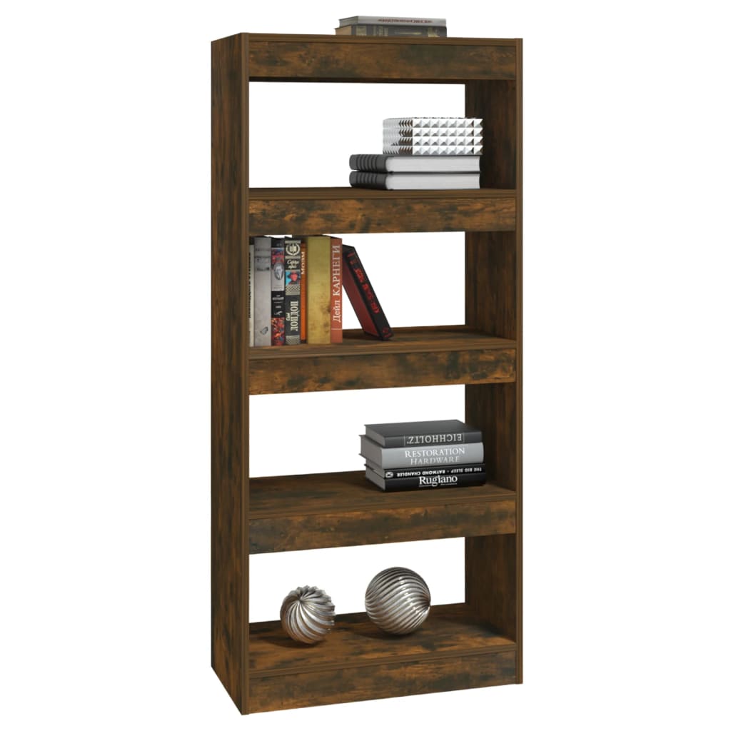 Boekenkast/kamerscherm 60x30x135 cm bewerkt hout gerookt eiken - Griffin Retail