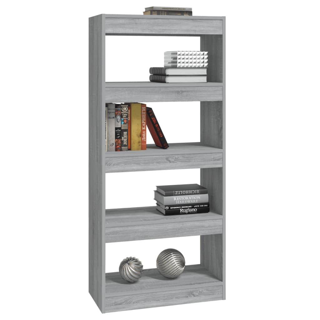 Boekenkast/kamerscherm 60x30x135 cm bewerkt hout grijs sonoma - Griffin Retail