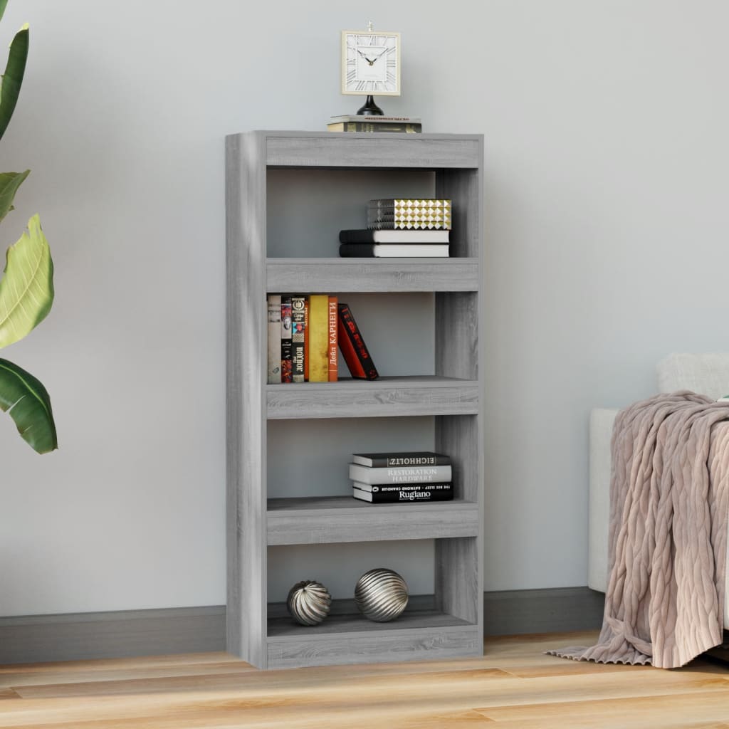 Boekenkast/kamerscherm 60x30x135 cm bewerkt hout grijs sonoma - Griffin Retail