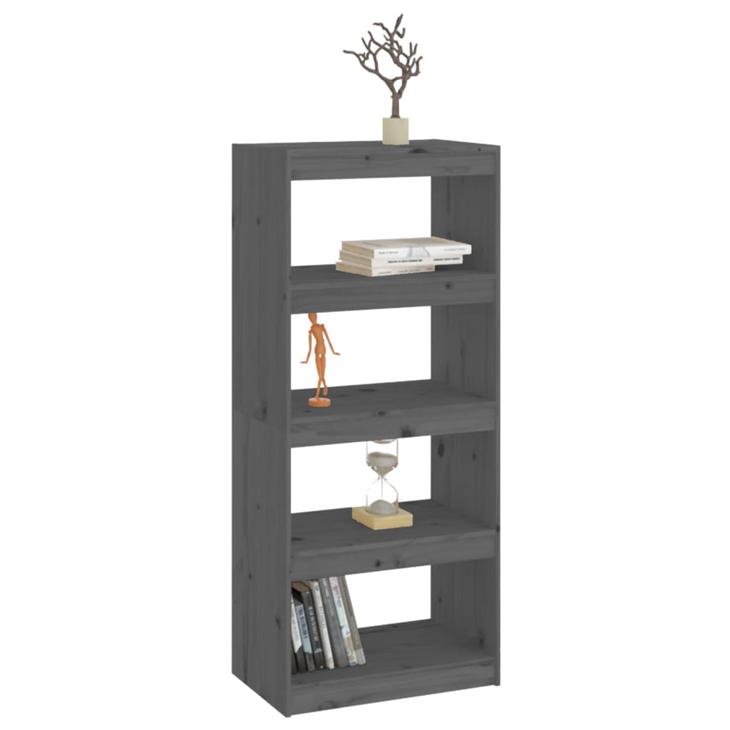 Boekenkast/kamerscherm 60x30x135,5 cm massief grenenhout grijs - Griffin Retail