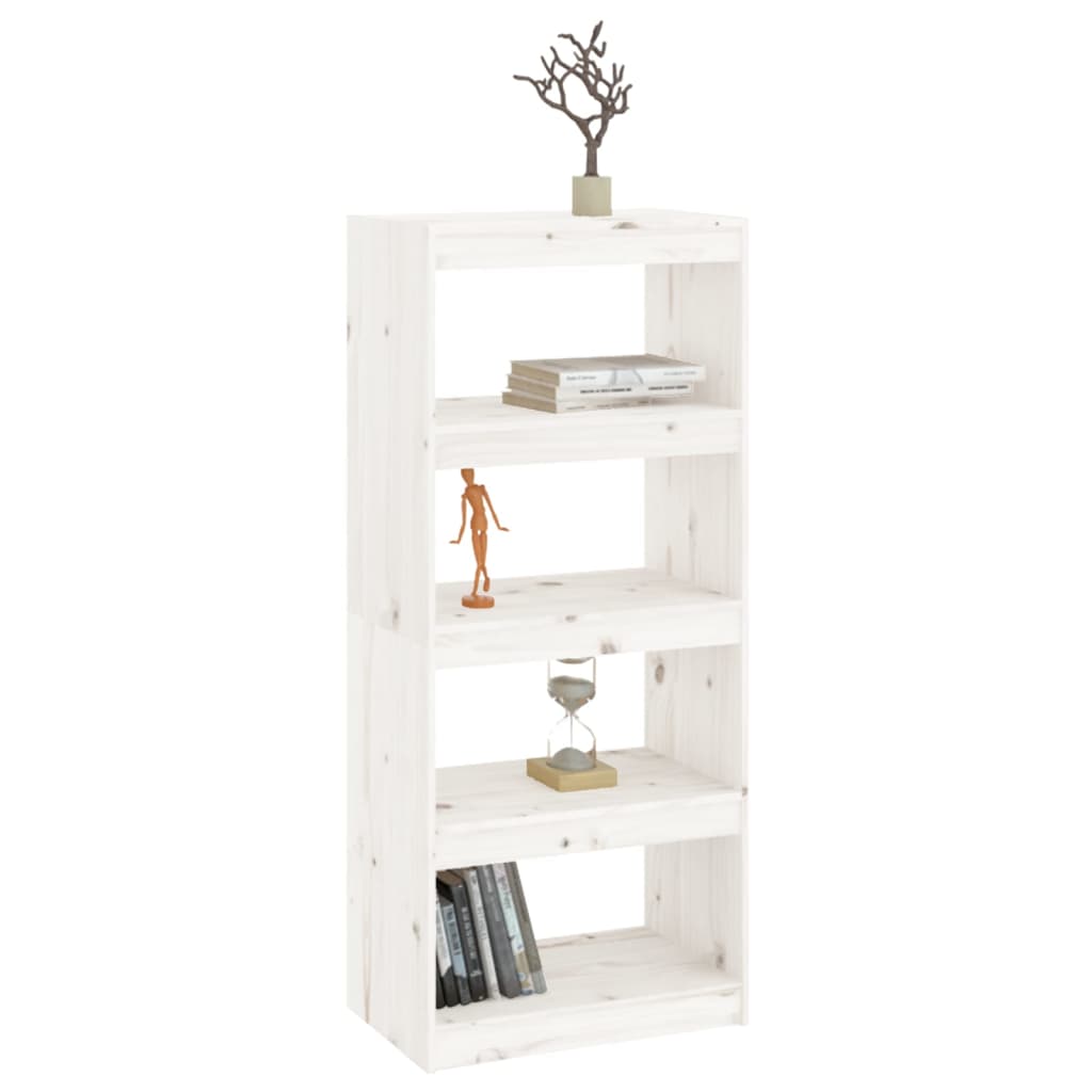 Boekenkast/kamerscherm 60x30x135,5 cm massief grenenhout wit - Griffin Retail