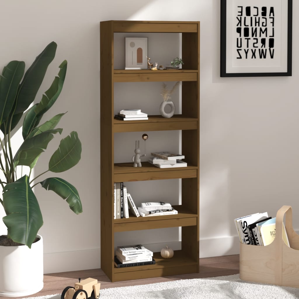 Boekenkast/kamerscherm 60x30x167,5 cm grenenhout honingbruin - Griffin Retail