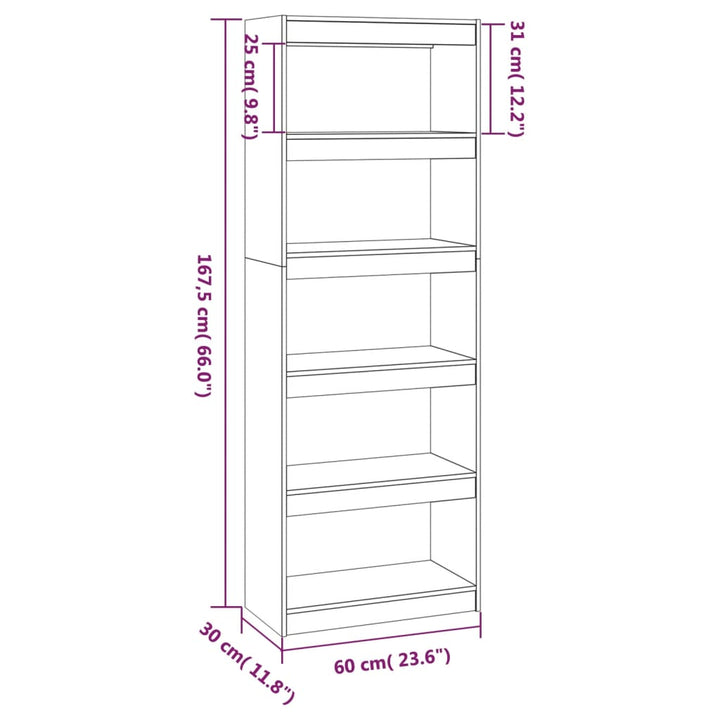 Boekenkast/kamerscherm 60x30x167,5 cm massief grenenhout grijs - Griffin Retail