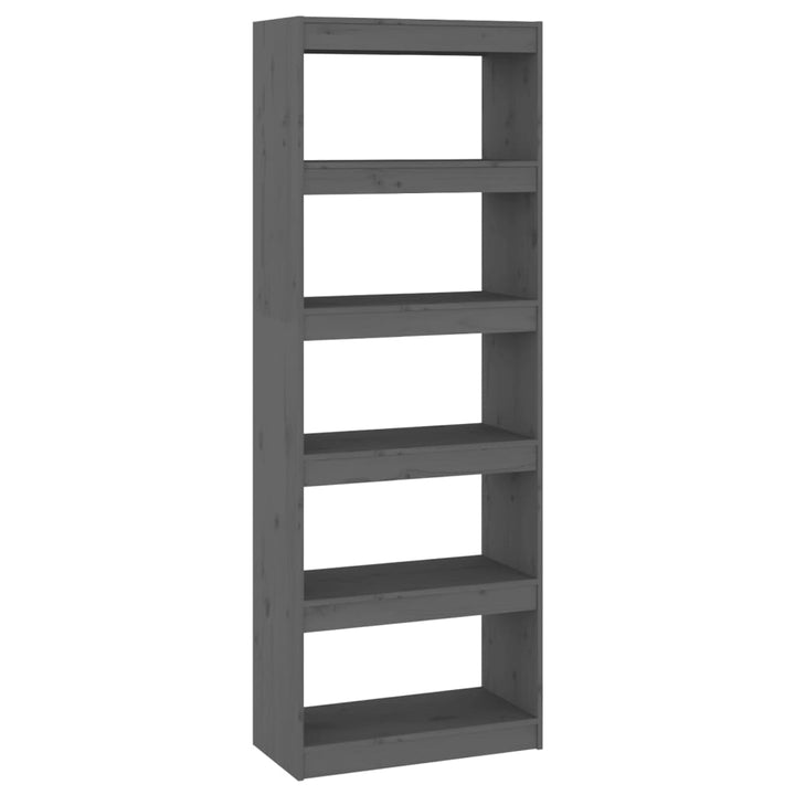 Boekenkast/kamerscherm 60x30x167,5 cm massief grenenhout grijs - Griffin Retail