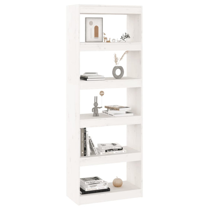 Boekenkast/kamerscherm 60x30x167,5 cm massief grenenhout wit - Griffin Retail