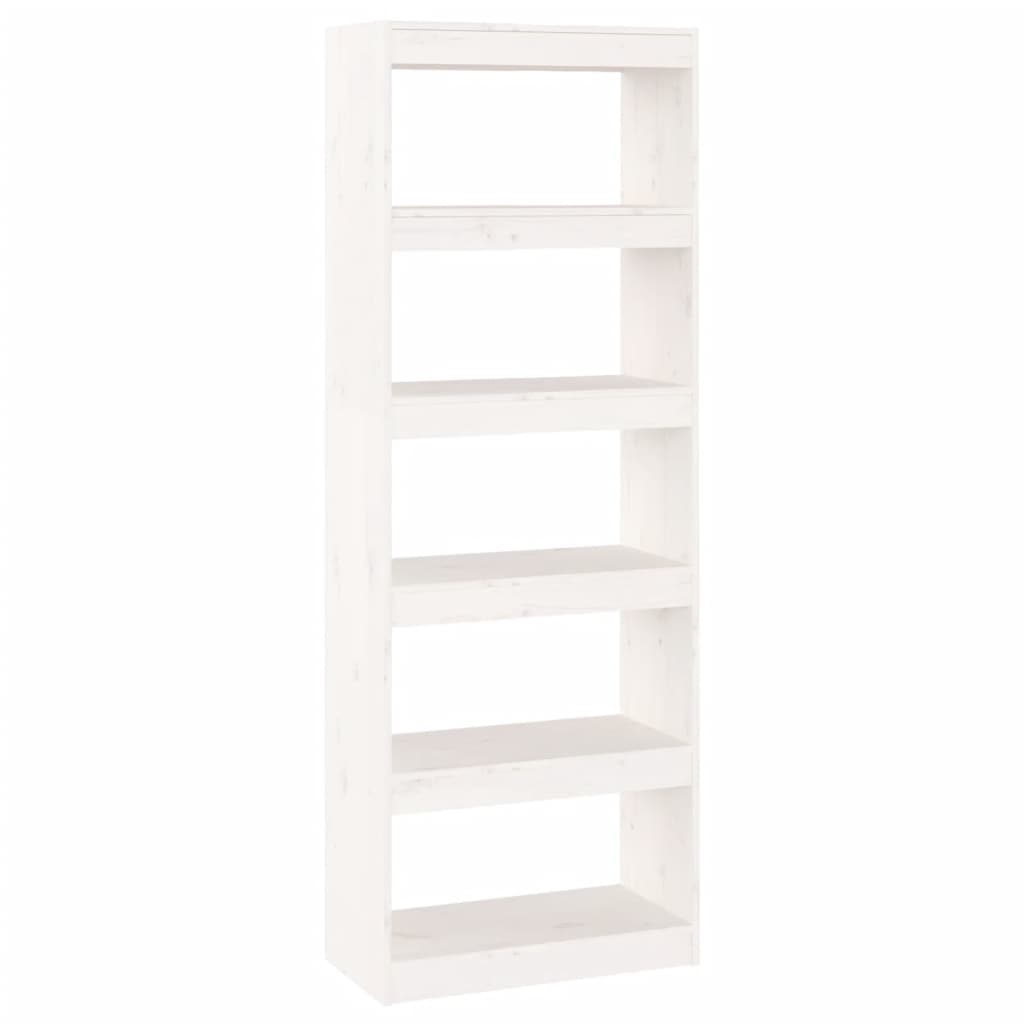 Boekenkast/kamerscherm 60x30x167,5 cm massief grenenhout wit - Griffin Retail