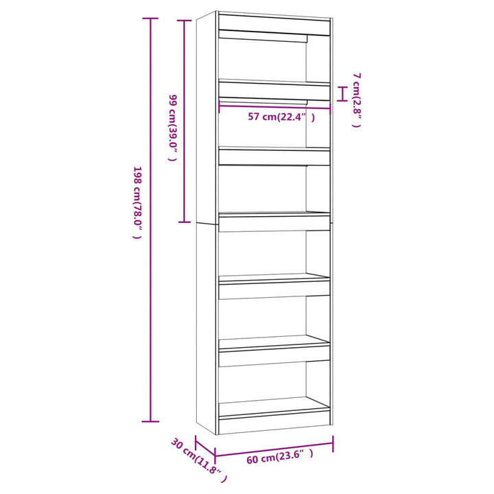 Boekenkast/kamerscherm 60x30x198 cm betongrijs - Griffin Retail