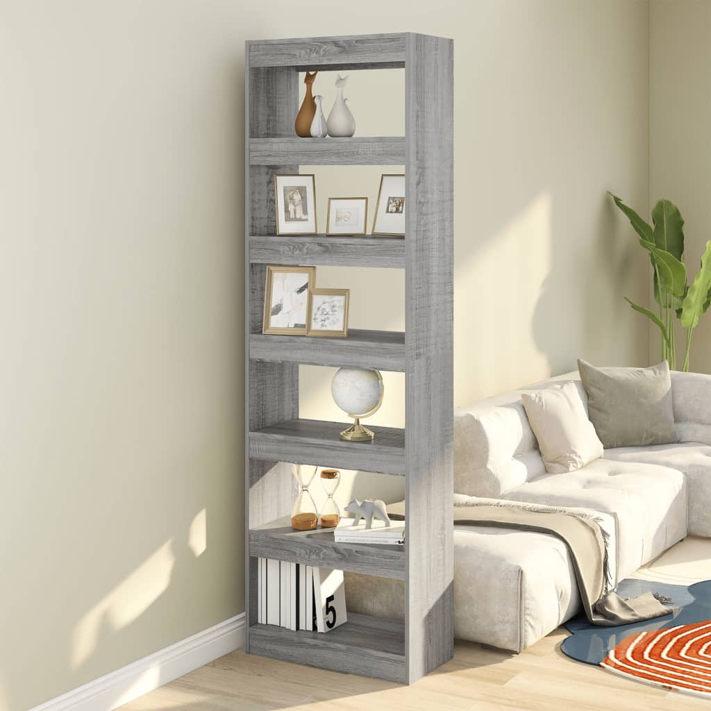 Boekenkast/kamerscherm 60x30x198 cm grijs sonoma eikenkleurig - Griffin Retail