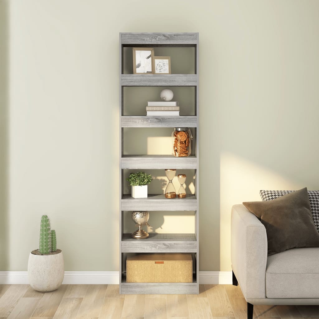 Boekenkast/kamerscherm 60x30x198 cm grijs sonoma eikenkleurig - Griffin Retail