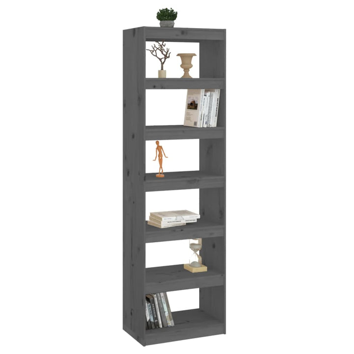 Boekenkast/kamerscherm 60x30x199,5 cm massief grenenhout grijs - Griffin Retail