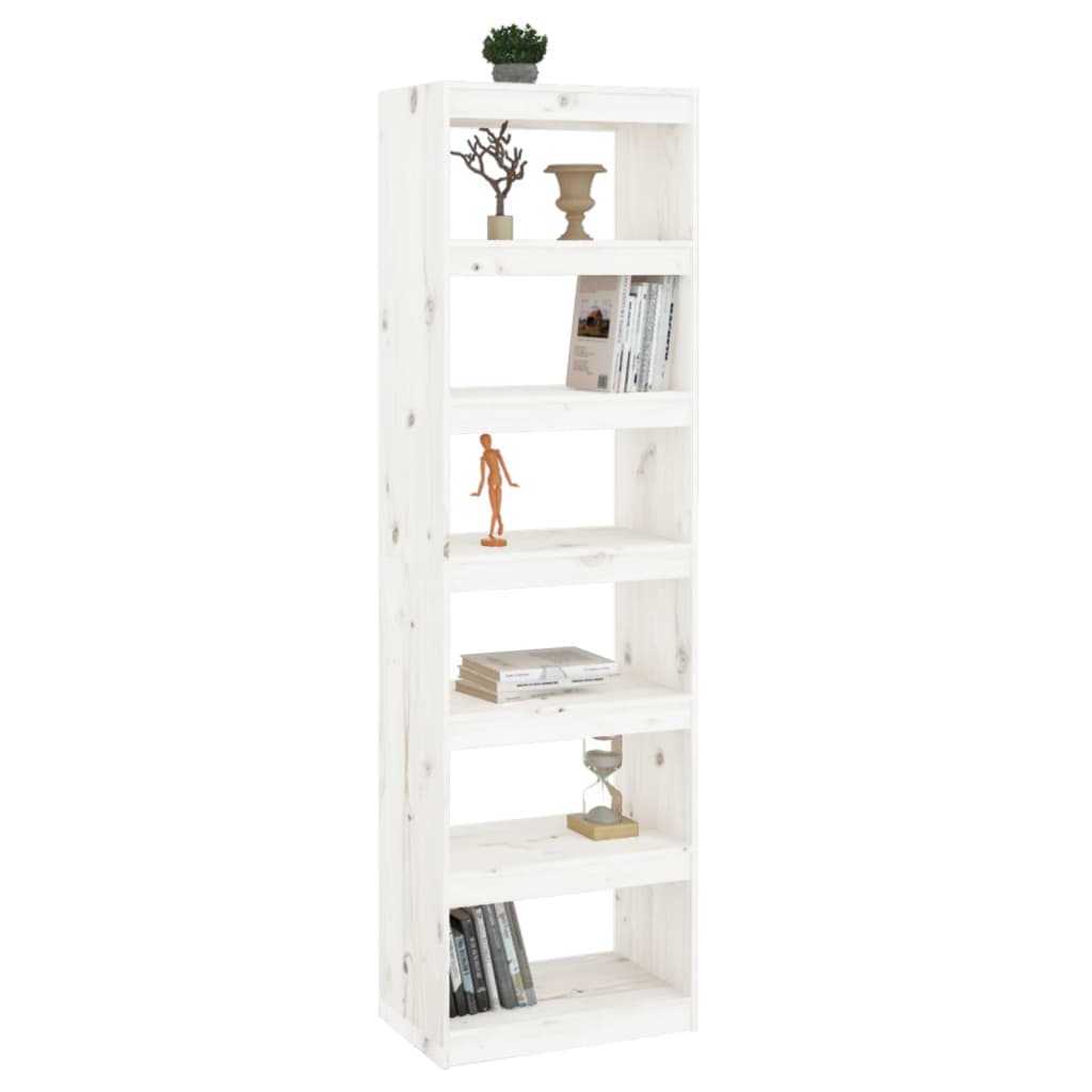 Boekenkast/kamerscherm 60x30x199,5 cm massief grenenhout wit - Griffin Retail