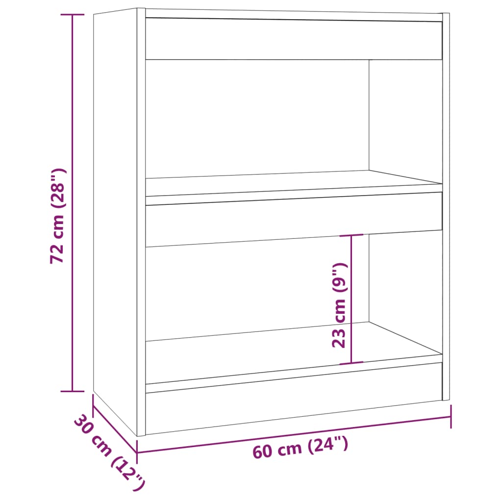 Boekenkast/kamerscherm 60x30x72 cm gerookt eikenkleurig - Griffin Retail