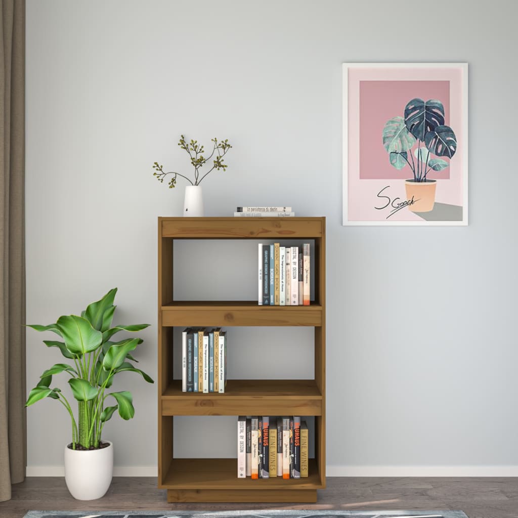 Boekenkast/kamerscherm 60x35x103 cm grenenhout honingbruin - Griffin Retail