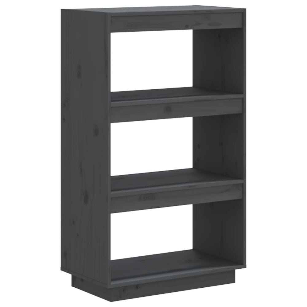 Boekenkast/kamerscherm 60x35x103 cm massief grenenhout grijs - Griffin Retail