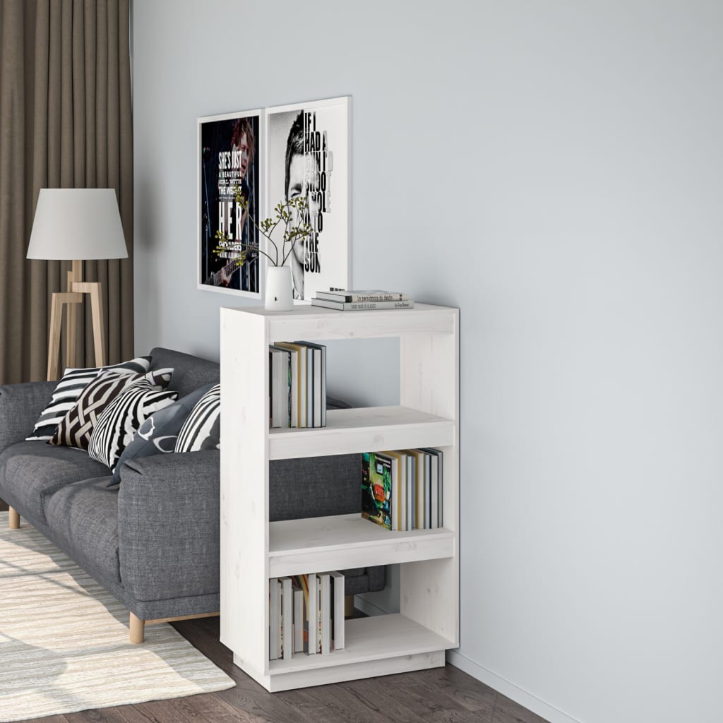 Boekenkast/kamerscherm 60x35x103 cm massief grenenhout wit - Griffin Retail