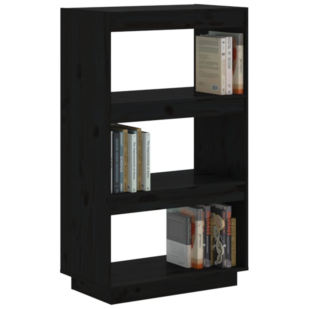 Boekenkast/kamerscherm 60x35x103 cm massief grenenhout zwart - Griffin Retail