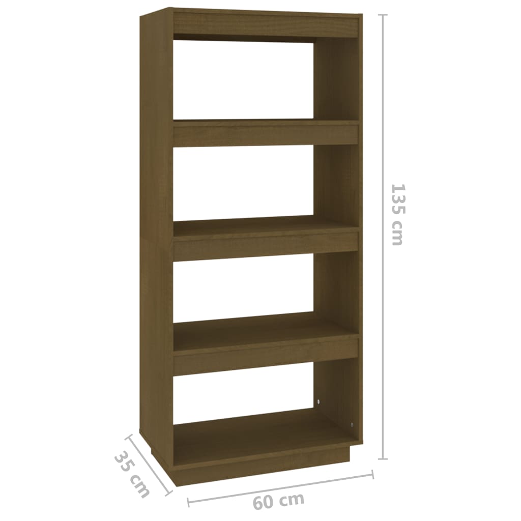 Boekenkast/kamerscherm 60x35x135 cm grenenhout honingbruin - Griffin Retail