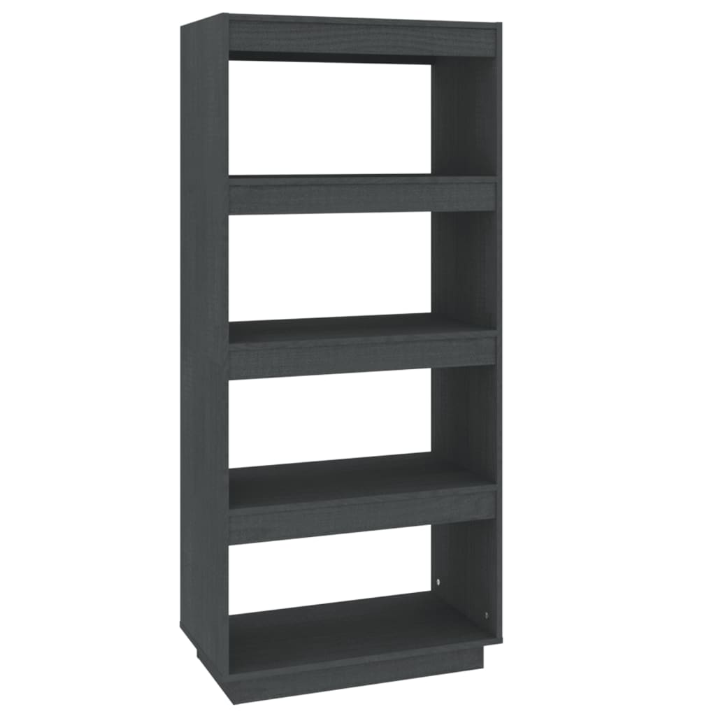 Boekenkast/kamerscherm 60x35x135 cm massief grenenhout grijs - Griffin Retail