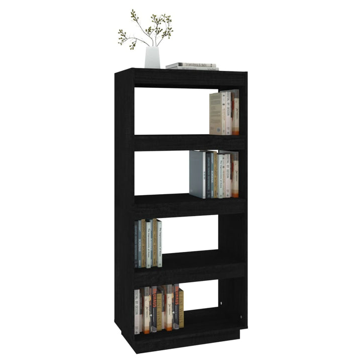 Boekenkast/kamerscherm 60x35x135 cm massief grenenhout zwart - Griffin Retail