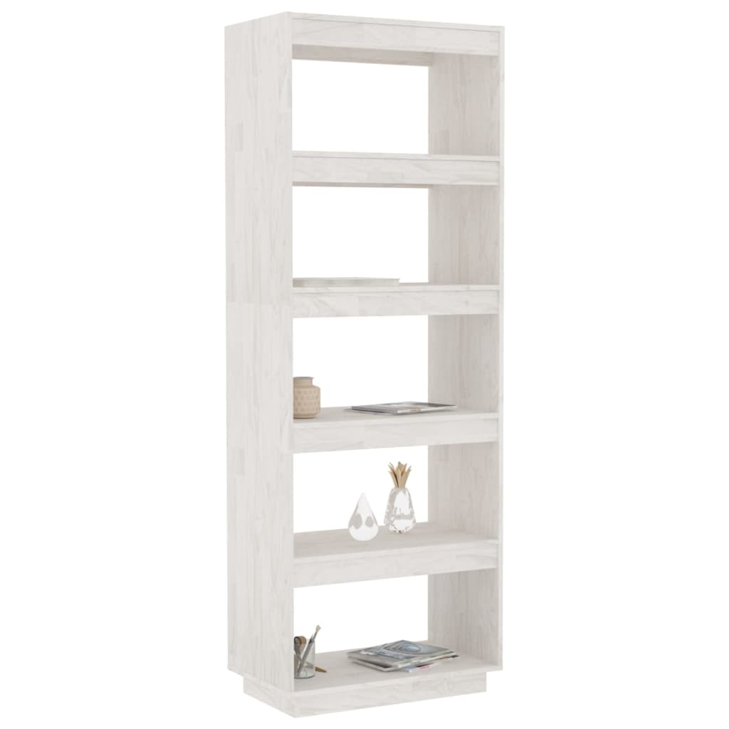 Boekenkast/kamerscherm 60x35x167 cm massief grenenhout wit - Griffin Retail