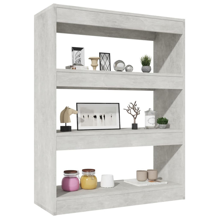 Boekenkast/kamerscherm 80x30x103 cm bewerkt hout betongrijs - Griffin Retail