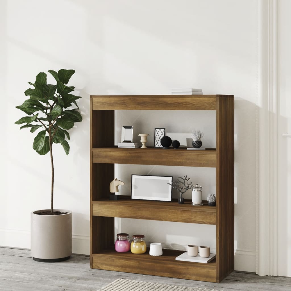 Boekenkast/kamerscherm 80x30x103 cm bewerkt hout bruineiken - Griffin Retail