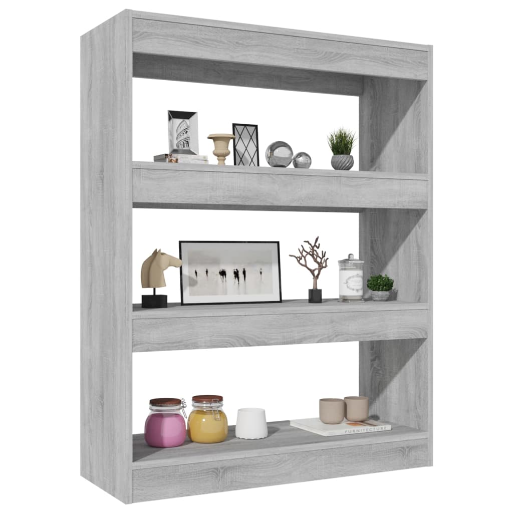 Boekenkast/kamerscherm 80x30x103 cm bewerkt hout grijs sonoma - Griffin Retail